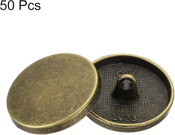 HARFINGTON 50pcs 36L Metal Round Flat Sewing Buttons 23mm Alloy Shank Craft Replacement Button for Men Women Suit Woolen Coat Shirt Trousers Sewing Crafts, Bronze