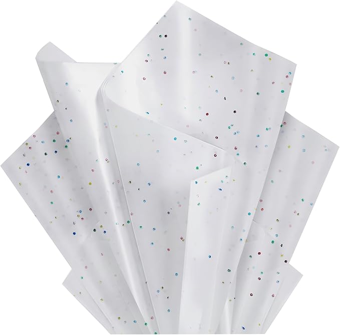 White Glitter Tissue Paper for Gift Bags 36 Sheets 20 x 20 Inch - Recyclable Wrapping Paper for Weddings, Birthdays, Party & Festival Decorations DIY Craft Supplies