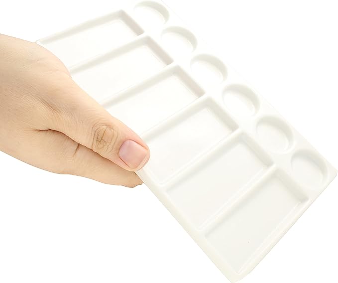 The Beadsmith Ceramic Mixing Palette – Rectangle Design Paint Holder – Arts and Crafts Accessories Organizer – 7.7' x 4.3' x .4” – 12 Compartments, (4 Palettes)