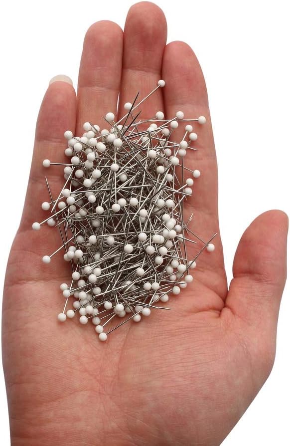 250 Pieces Sewing Pins Ball Glass Head Pins Straight Quilting Pins for Dressmaker Jewelry Decoration, White