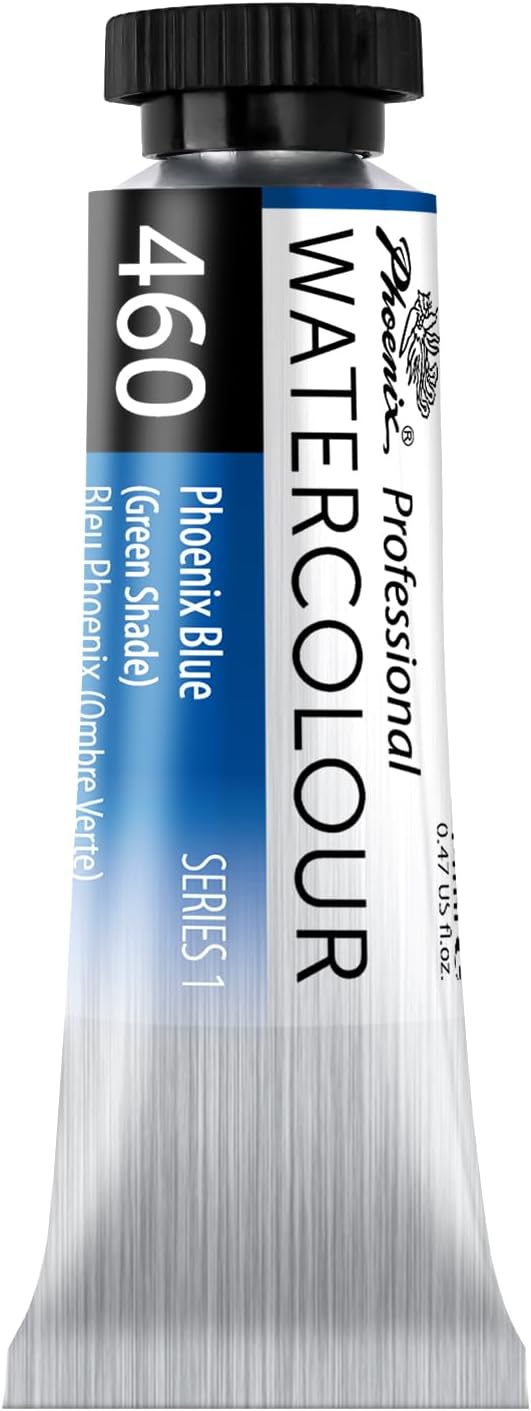 PHOENIX Professional Watercolor Paint Single Tube - 0.47 Fl Oz / 14ml - Phoenix Blue(Green Shade)