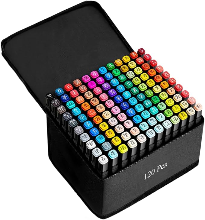 120 Colors Alcohol Markers Artist Drawing Art Dual Tip Markers Perfect for Kids Boys Girls Students Adult