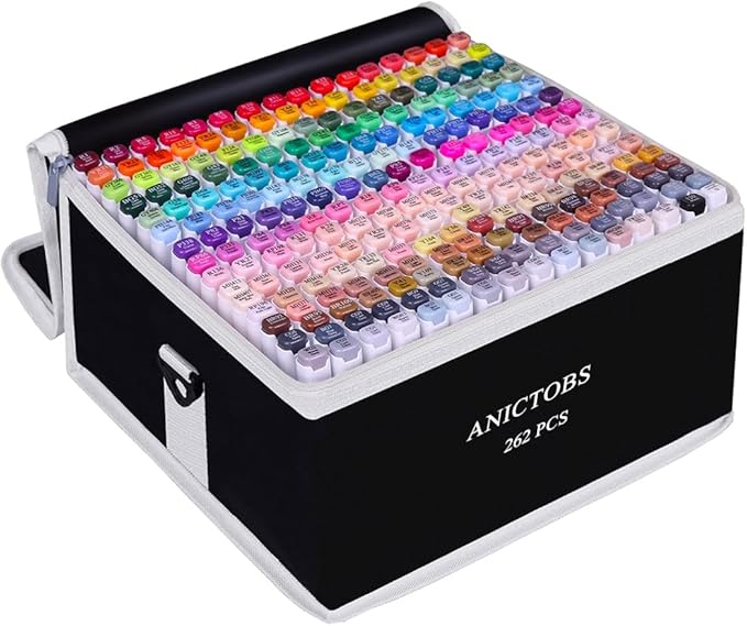 Alcohol Markers 262 Colors with Base Support, Drawing Art Markers Perfect for Students Kids and Adults Comics Sketching Illustration Artistic Creation Gift