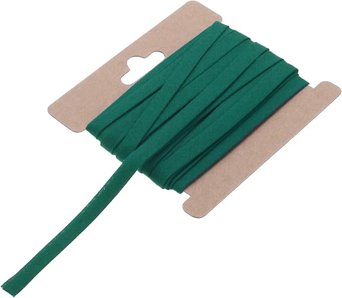 MECCANIXITY 1/4 Inch Double Fold Bias Tape Continuous Bulk Cotton Bias Tape for Sewing Seaming Quilting Hemming Binding Crafts (Dark Green 12 Yards)
