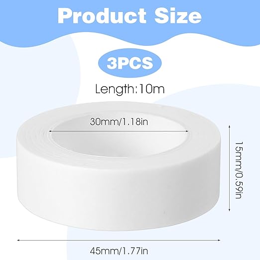 3 Rolls White Painters Tape, Masking Tape, White Washi Tapes Decorative Masking Tapes No Residue Easy Removal for Painting Wall Arts Scrapbooks DIY Crafts