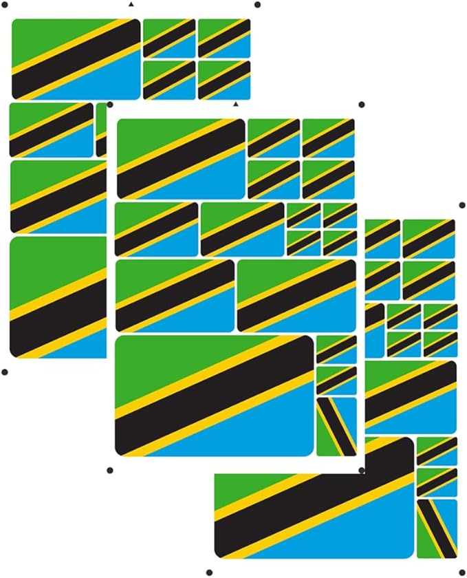 vmcoatdu Tanzania Flag Laser Printing Sticker 3 Pcs Decal in Multiple Sizes Stickers (Green Tanzania)