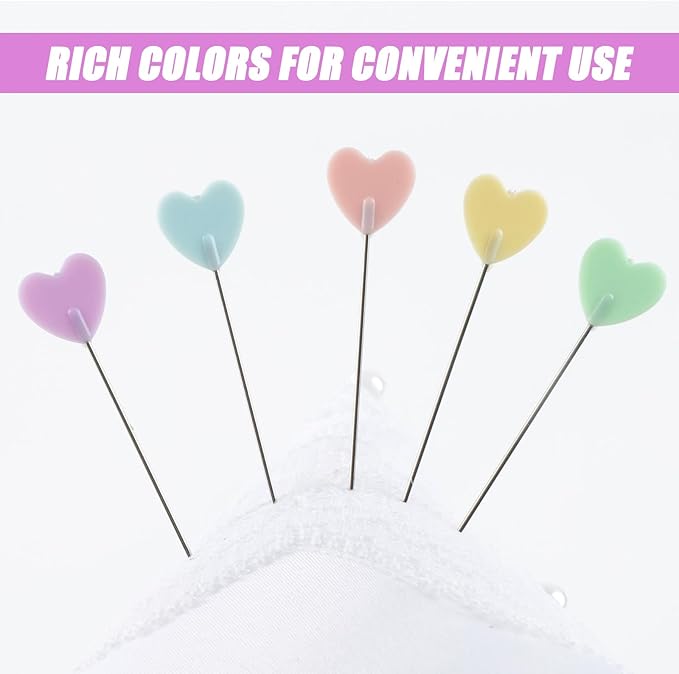 200pcs Colored Sewing Pins for Fabric Flat Head Straight Pins with Storage Box Quilting Pins Fixed Sewing Marker Needle for Dressmaker,Sewing Project,Jewelry Making, DIY Craft (Love Hearts)