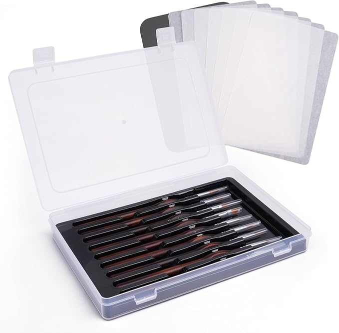 Wet Pallets for Painting Miniatures - Stay Wet Palette for Acrylic Painting Kit with 9PCS Miniature Paint Brushes, 50PCS Pallet Paper, 2PCS Sponge, 1PC Brush Holder, 1PC Sponge Tray