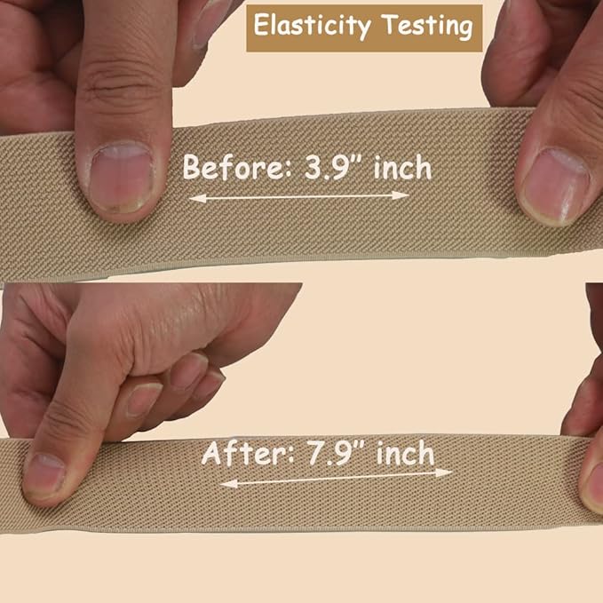 Khaki Knit Elastic Band For Sewing 1-1/2 inch 10 Yards -38mm Flat Heavy Stretchy Elastic Straps Elastic Band Spool for DIY Craft-Bedspread-Clothing-Pants Waistband-Wigs-Skirts- DIY Projects