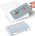 Nuanchu 4 Pcs Handy Glass Oil Paint Palette Included 10.2 x 6.8 x 1.2 Inches Airtight Stay Wet Palette Container and 9.7 x 6.3 Inches Tempered Glass, Keeps Paint Fresh, Ideal for Travel Outdoor, Grey
