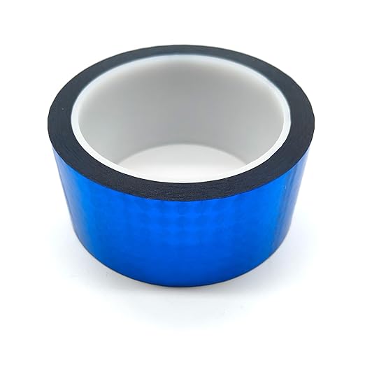 Reflective Crafting Tape, Graphic Glitter Holographic Prism Tape, for Craft Project, DIY Art, Holiday Packing, Wrapping, Keep Birds Away, 1.8 Inches by 55 Yards (Holographic-Blue)
