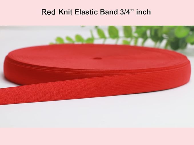 Red Knit Elastic Band for Sewing 3/4 inch 20mm-40 Yards Flat High Elasticity Straps-Wide Stretchy Knit Elastic Bands for Pants-Waistband-Wigs-Bedspread-DIY Crafts
