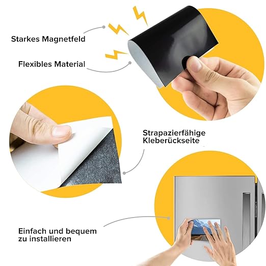 Strong Self-Stick Adhesive Magnetic Sheets 10 Pcs (4"x6"/10x15cm) – Customizable Magnetic Paper for Photo, Magnet Stickers, Labels, Crafts; for Fridge, Lockers, Whiteboards, Office, Projects