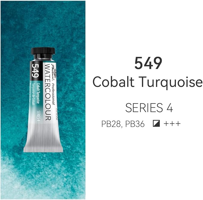 PHOENIX Professional Watercolor Paint Single Tube - 0.47 Fl Oz / 14ml - Cobalt Turquoise