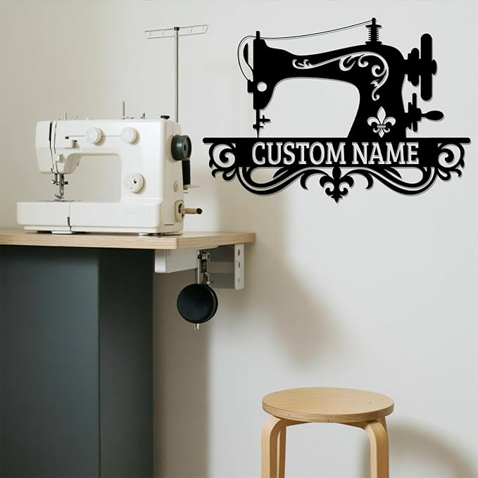 Personalized Sewing Machine Metal Sign, Vintage Quilting Room Craft Room Decor, Quilting Supplies Wall Art, Mother's Day Moms Grandmas Gift, Sewing Gifts for Quilters, Beginners, Sewing-lover