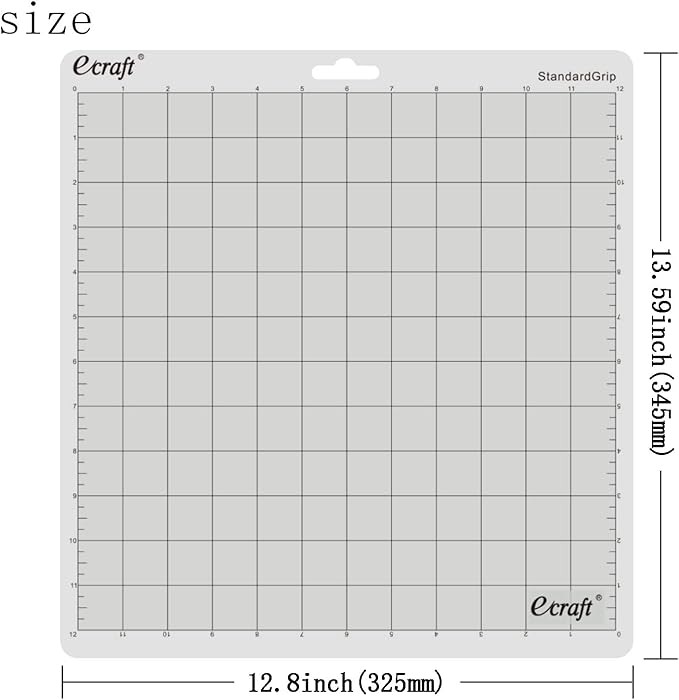 Ecraft StandardGrip Cutting Mat for Silhouette Cameo 5/4/3/2/1: 12X12inch Non-Slip Square Gridded Transparent Quilting Cut Mats Replacement Accessories for Silhouette Cameo.