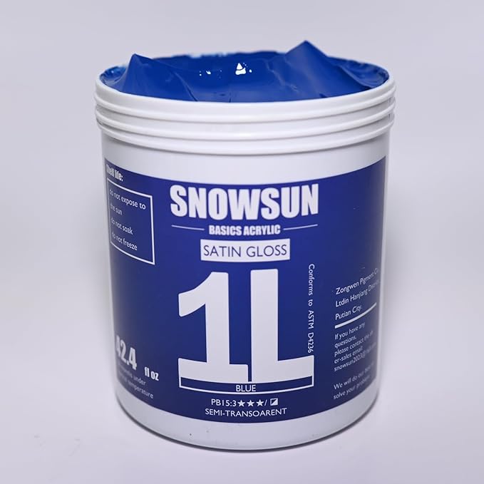 SNOWSUN Blue Acrylic Paints, Large Bulk Heavy Body Acrylic Paint (42.4 oz, 1L) - Non Toxic Gloss Thick Art Paint for Multi-Surface, Canvas Wood Ceramic and Leather, Stone Craft, for Artists & Beginners