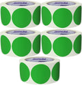 ChromaLabel 2 Inch Circle Sticker Labels, Easy to Write On Round Colored Stickers, Permanent Adhesive Labels - 500 Sticky Dots per Roll, Green Stickers - Case of 5