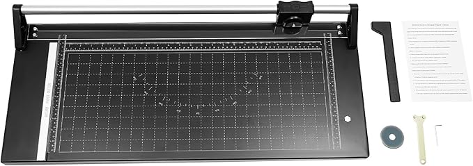 24-inch Rotary Paper Cutter, Manual Sharp Photo Paper Trimmer, Precision Cutting Tool with Safety Guard and Measurement Grids for Cardstock Posters Photos - Studio & Office Use (24inch)