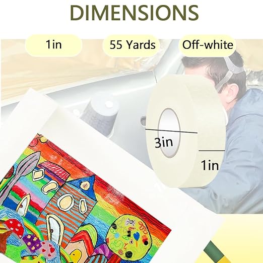 NETEHA 12 Rolls Painters Tape Masking Tape 1 Inch x 55 Yard, No Residue Adhesive Tape for Wall Painting, Decoration Labeling and DIY Crafts (Beige White)