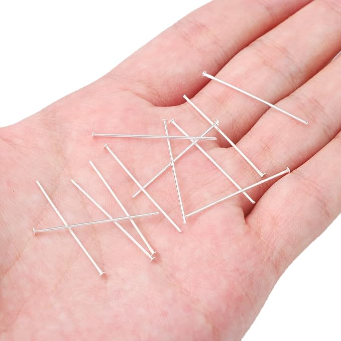 Silver Plated Flat Head Pins Non Tarnish 30mm 200pcs for Jewelry Making Findings