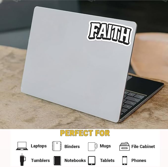 (3pcs) Faith Sticker – Inspirational Word Decal for Laptop, Water Bottle, Notebook, Scrapbook – Motivational Vinyl Sticker, Christian Gift, Positive Decor