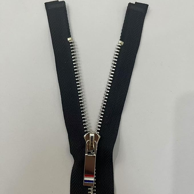 31-Inch Silver YKK Metal Zippers (5-Pack) - Separated Teeth for Sewing, Crafts, Jackets - Heavy Duty Black Zipper Bulk