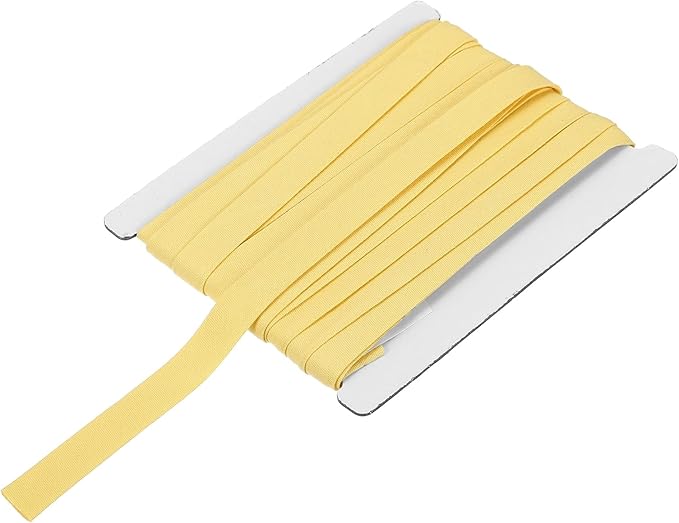 MECCANIXITY 2/5 Inch Double Fold Bias Tape Cotton Continuous Bulk Bias Tape for Sewing,Seaming Quilting Hemming Binding Crafts (Lemon Yellow 6 Yards)