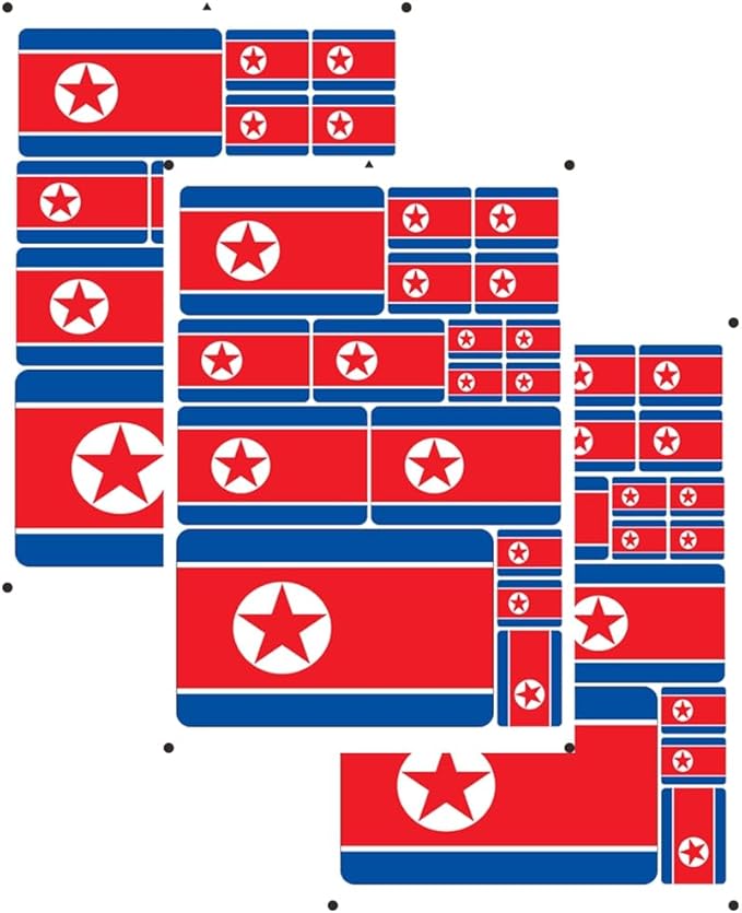 vmcoatdu North Korea Flag Laser Printing Sticker 3 Pcs Decal in Multiple Sizes Stickers (Red North Korea)