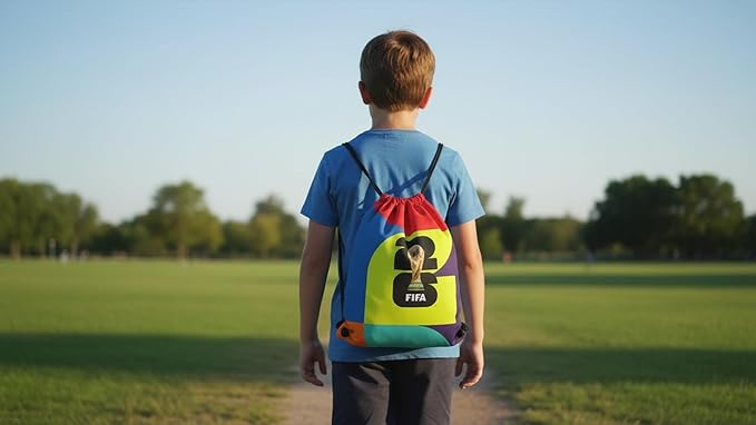 FIFA World Cup DIY Drawstring Backpack Kit – Soccer Fan Sewing Craft Project – Includes 24" x 43" Multicolor Canvas Panel, 12ft Nylon Paracord & Instructions – Create a 17" x 13" Handmade Sports Bag