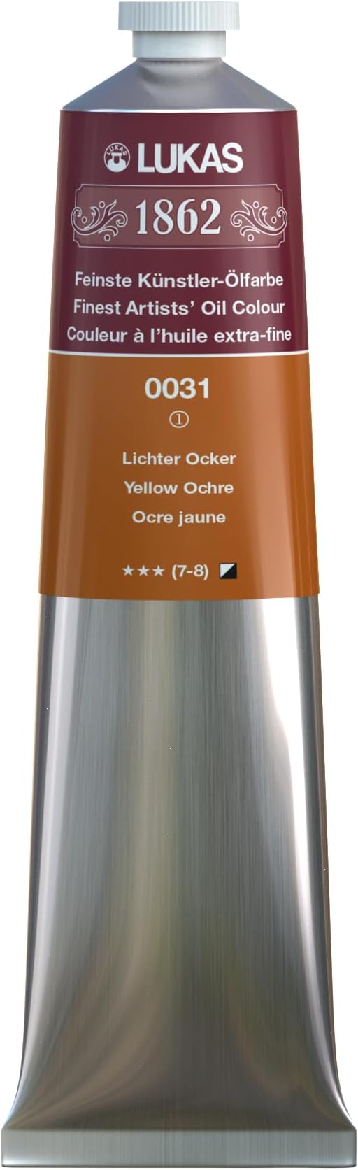 Lukas 1862 Professional German Oil Paint, Yellow Ochre 200 mL - w/Beeswax & Non-Yellowing Sunflower Oil, Short Drying Time, Smooth, Outstanding Lightfastness