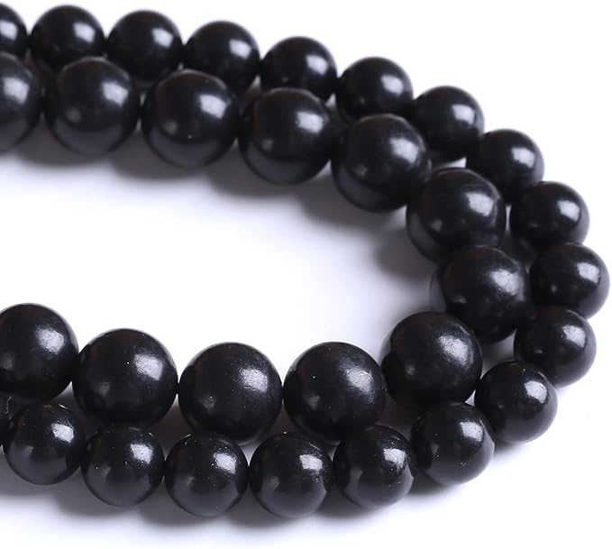 8MM 46PCS Natural Stone Shungite Beads Crystal Loose Beads for Jewelry Making DIY Bracelet