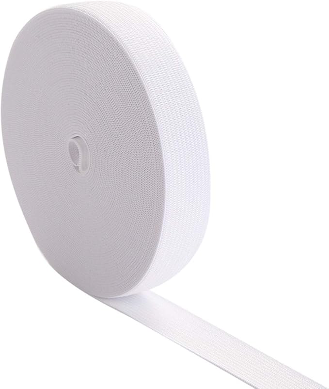 1 Inch by 20 Yard White Heavy Stretch High Elasticity Elastic Spool Knit Elastic Bands for Sewing