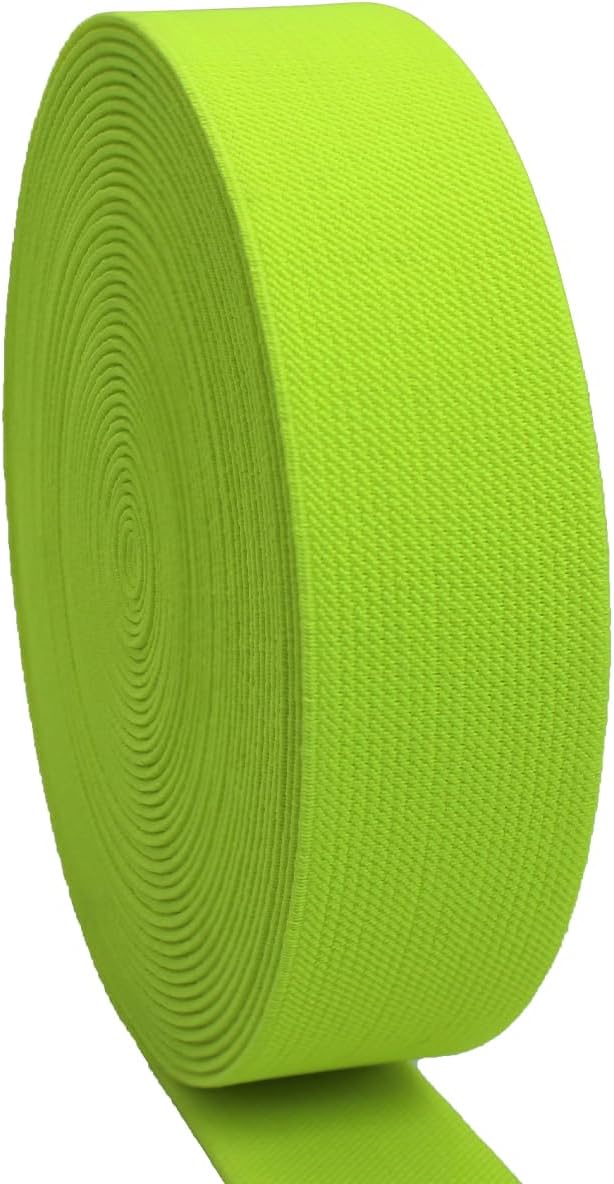 JESEP 1.5 Inch 10 Yards Double-Side Twill Woven Elastic Heavy Stretch High Elasticity for Sewing Pants Waistband, Wigs, Skirts, Craft DIY Projects (Neon Yellow 300)