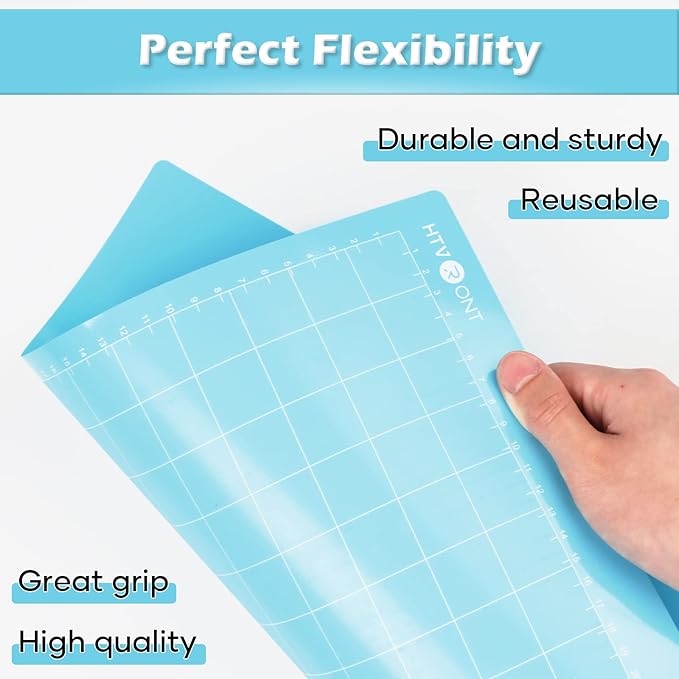 HTVRONT Light Grip Cutting Mats- 2 Pack Cutting Mat 12x12 Compatible with Cricut Maker 3/Maker 4/Maker/Explore 3/4/Air 2/One, Light Adhesive Sticky Quilting Cutting Mats Replacement Accessories