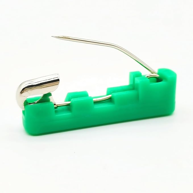 Curved Safety Pins with Grip Covers, Basting Pins for Quilting, Size 1, 50-Count, Green