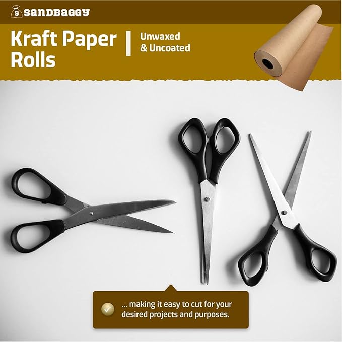 Sandbaggy Heavy Duty Kraft Paper Rolls - 75 lb. Recycled Paper for Shipping, Packaging, and Wrapping - Made in America (25 Rolls - 5 ft x 475 feet/roll (59375 sq ft), Brown)