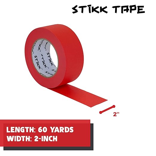 STIKK Painters Tape - 1pk Red Painter Tape - 2 inch x 60 Yards - Paint Tape for Painting, Edges, Trim, Ceilings - Masking Tape for DIY Paint Projects - Residue-Free Painting Tape