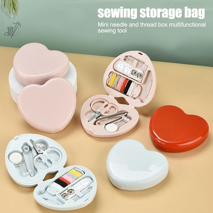 1 Set Sewing Kit Box,Travel Sewing Kit for Adults,Portable Mini Sewing Kit,Sewing Tools Household Clothing Fixes Sewing Kit,Sewing Thread Accessories,Basic Sewing Supplies Accessories (Red)