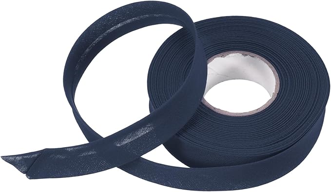 MECCANIXITY 3/4 Inch Single Fold Bias Tape Polyester Continuous Bulk Bias Tape for Sewing, Seaming Quilting Hemming Binding Crafts (Navy Blue 10 Yards)