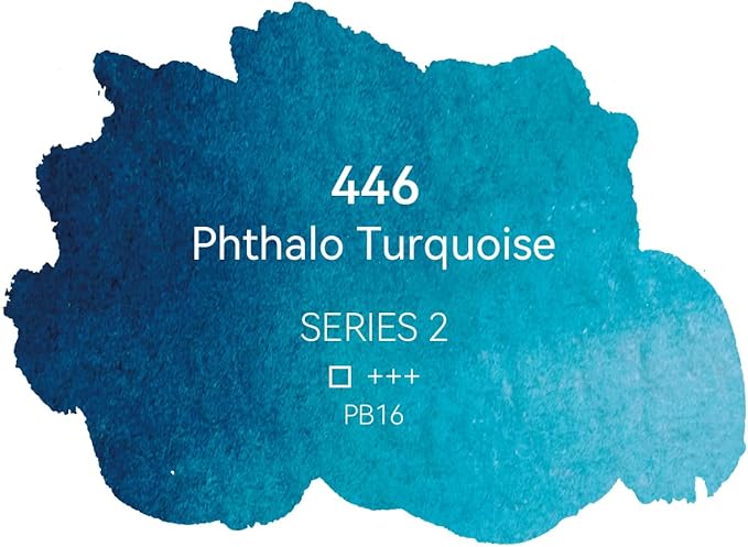 PHOENIX Professional Watercolor Paint - Single Watercolor Half Pan - Phthalo Turquoise 446
