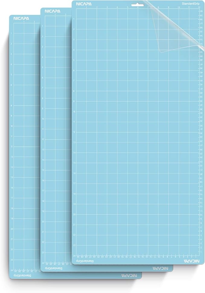 Nicapa LightGrip Cutting Mat for Silhouette Cameo 3/2/1(12x24 inch,3 Mats) Light Adhesive Sticky Quilting Cut Mats Replacement Accessories for Silhouette Cameo