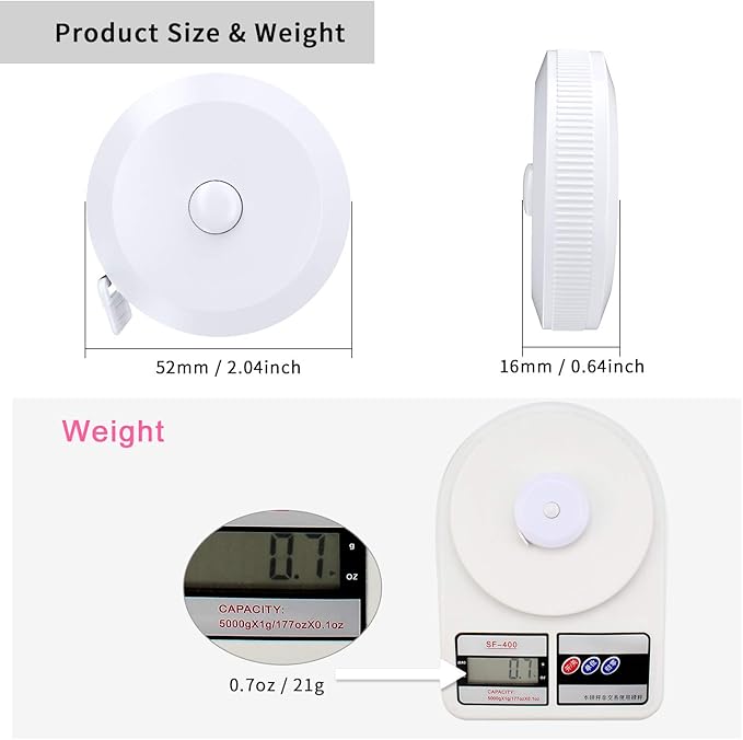 DiCUNO 60-Inch 1.5 Meter Soft and Retractable Tape Measure (3 Pcs of White with Soft Tape)