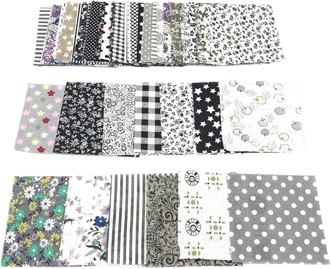 50Pcs 4" x 4" Cotton Craft Fabric Vintage Cotton Fabric Bundle Printed Floral Patchwork Plain Cloth Floral Precut Fabrics for DIY Art Sewing Quilting Scrapbooking (Blue)