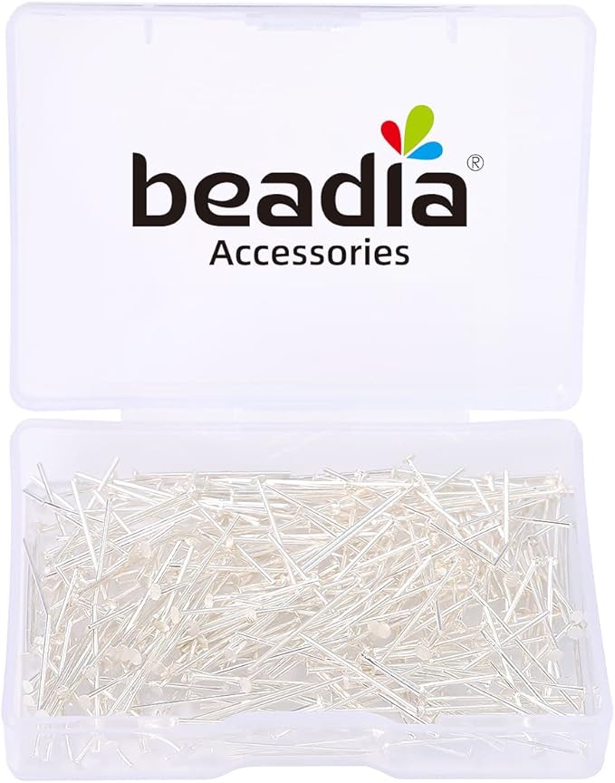 Silver Plated Flat Head Pins Non Tarnish 20mm 300pcs for Jewelry Making Findings