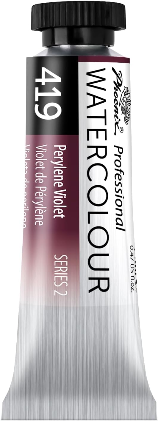 PHOENIX Professional Watercolor Paint Single Tube - 0.47 Fl Oz / 14ml - Perylene Violet