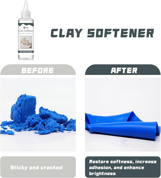 Premium Polymer Clay Softener – Revive Hardened Clay, Enhances Flexibility & Adhesion, Adds Shine After Baking, Ideal for Ceramic Artists, Teachers & DIY Craft Lovers (120ml)
