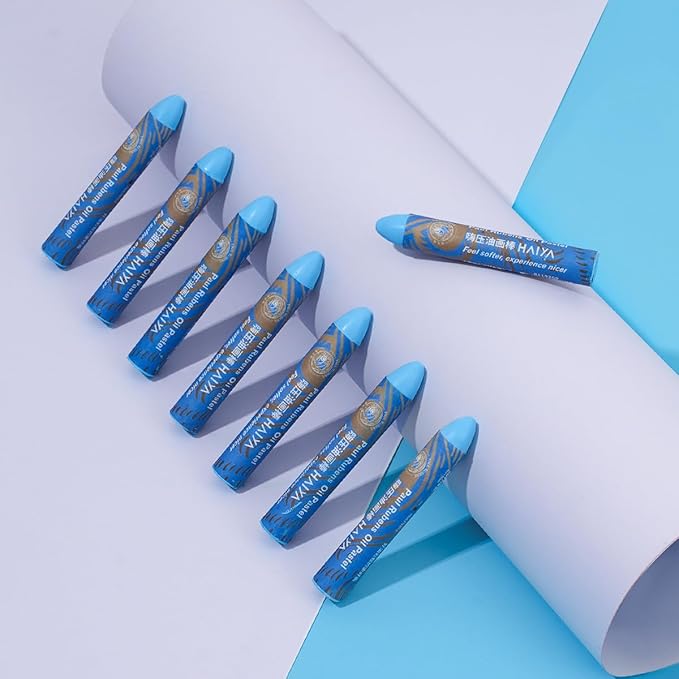 Paul Rubens Ash Blue Oil Pastels (8 Pack) - Ultra-Creamy & Blendable, Bullet Tip for Precision - Premium Art Supplies for Drawing, Sketching & Painting - Ideal for Artists, Students & Beginners