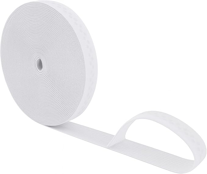 Mandala Crafts 0.5 Inch Elastic Silicone Gripper Tape for Clothing - 10 Yds Dotted Non Slip Elastic Band for Sewing - White Silicone Flat Fabric Stretchy Ribbon Straps