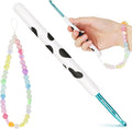 Katech Ergonomic Crochet Hook, Aluminum Soft Grip Crochet Hooks for Beginners and Arthritic Hands, Soft Clay Crochet Needle with Cow Motif and Bead Chain-Ideal Gift for Crocheter (5.0mm)